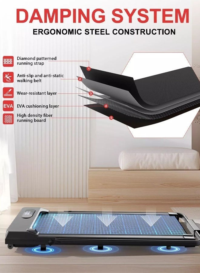 فيتنس ورلد جهاز سير يتحمل 100 كيلو بقوة 1.75 حصان 2 في 1 قابل للطي 2 مستوى انحدار يدوي مع جهاز تحكم عن بعد، مزود بحامل آيباد و عجلات لسهولة التنقل - Image 3